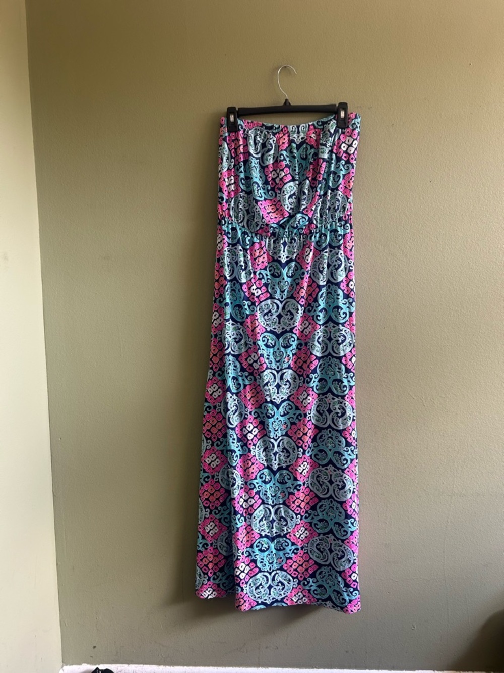 Lilly Pulitzer Strapless Maxi Dress in Blue & Pink Pattern - Picture 7 of 11